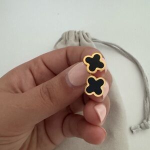 Gold and Black Clover Earrings